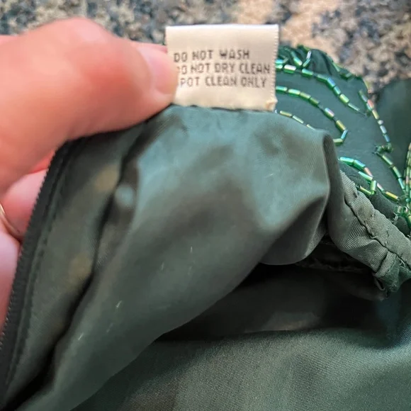 Denise Elle Vintage 80s Black Beaded Sequin Silk Cocktail Jagged Hem Dress PS - Picture 13 of 13